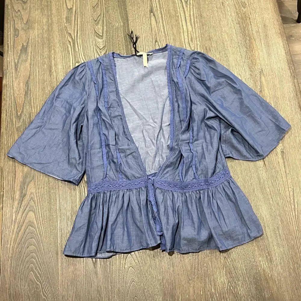 Matilda Jane Hour By Hour Chambray Jacket Kimono Sleeve Blue Womens Size Large